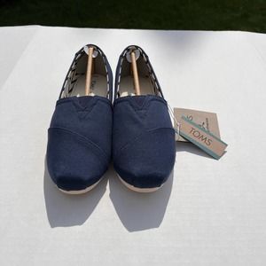 TOMS Alpargata Womens 9.5  Navy Blue Loafer Shoes Canvas SlipOn Espadrille Flats